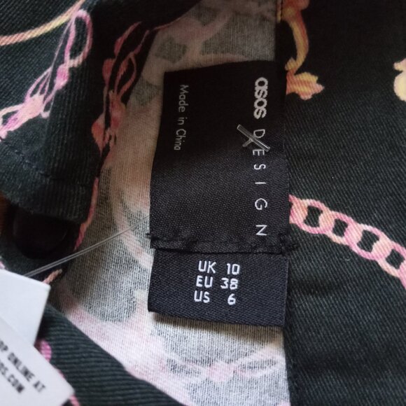 ASOS long sleeve snap close shirt dress in abstract print sz 6 NWT   /B1 - Picture 11 of 11